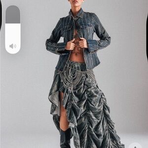 Designer-Inspired Dark Green Army Ruched Maxi Skirt